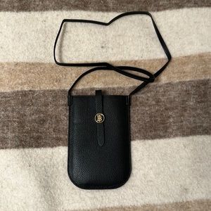 New Burberry Black Leather Anne Phone Case Crossbody Bag